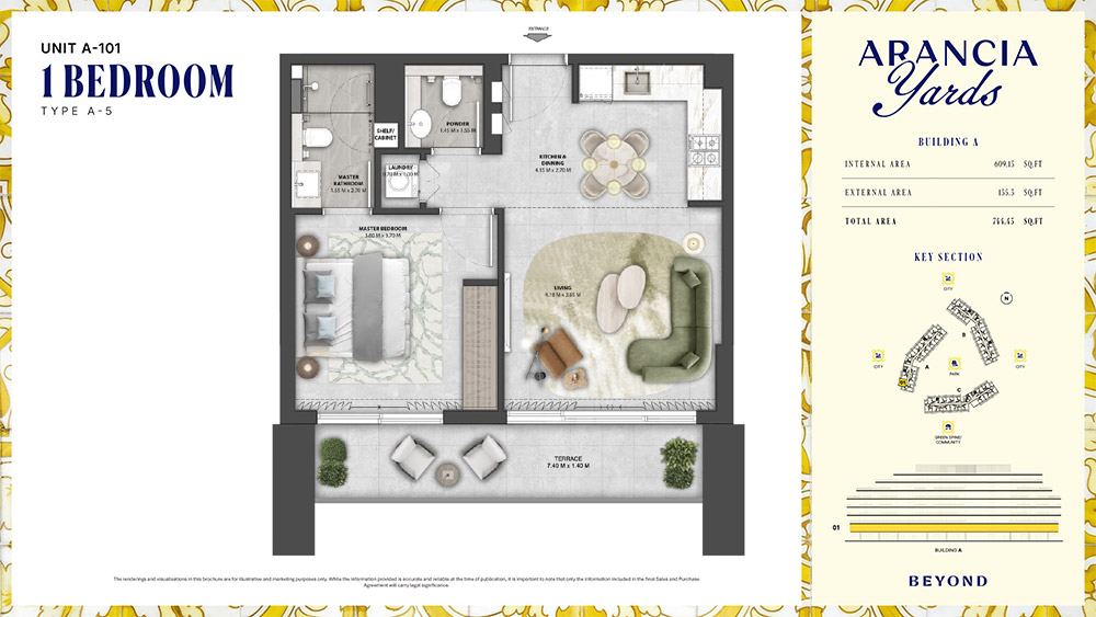 Arancia Yards 1 Bedroom Apartment Floor Plan