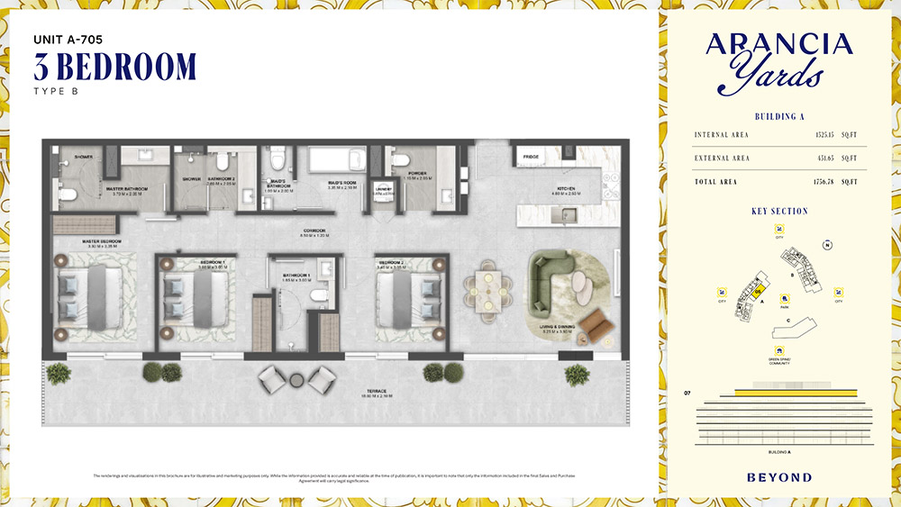 Arancia Yards 3 Bedroom Apartment Floor Plan